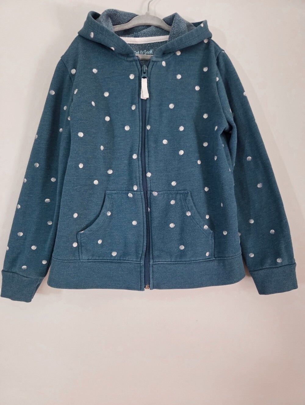 Cat & Jack Girls Blue Polka Dot Zip Up Hoodie